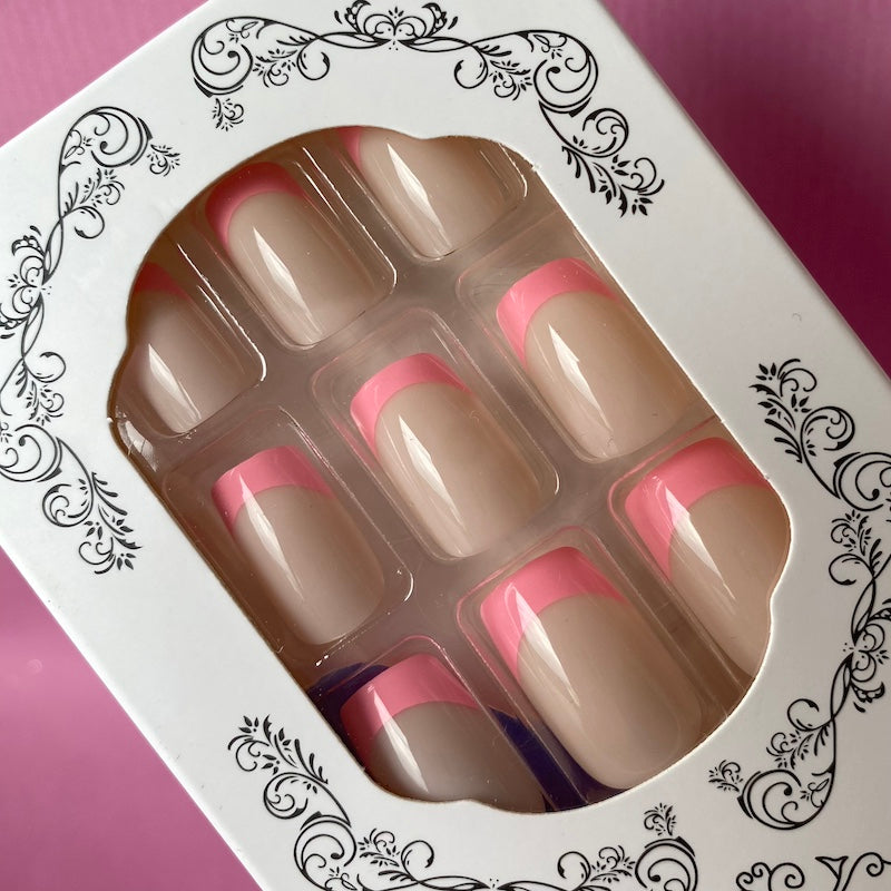 Press On Nails - Pink French (Square)